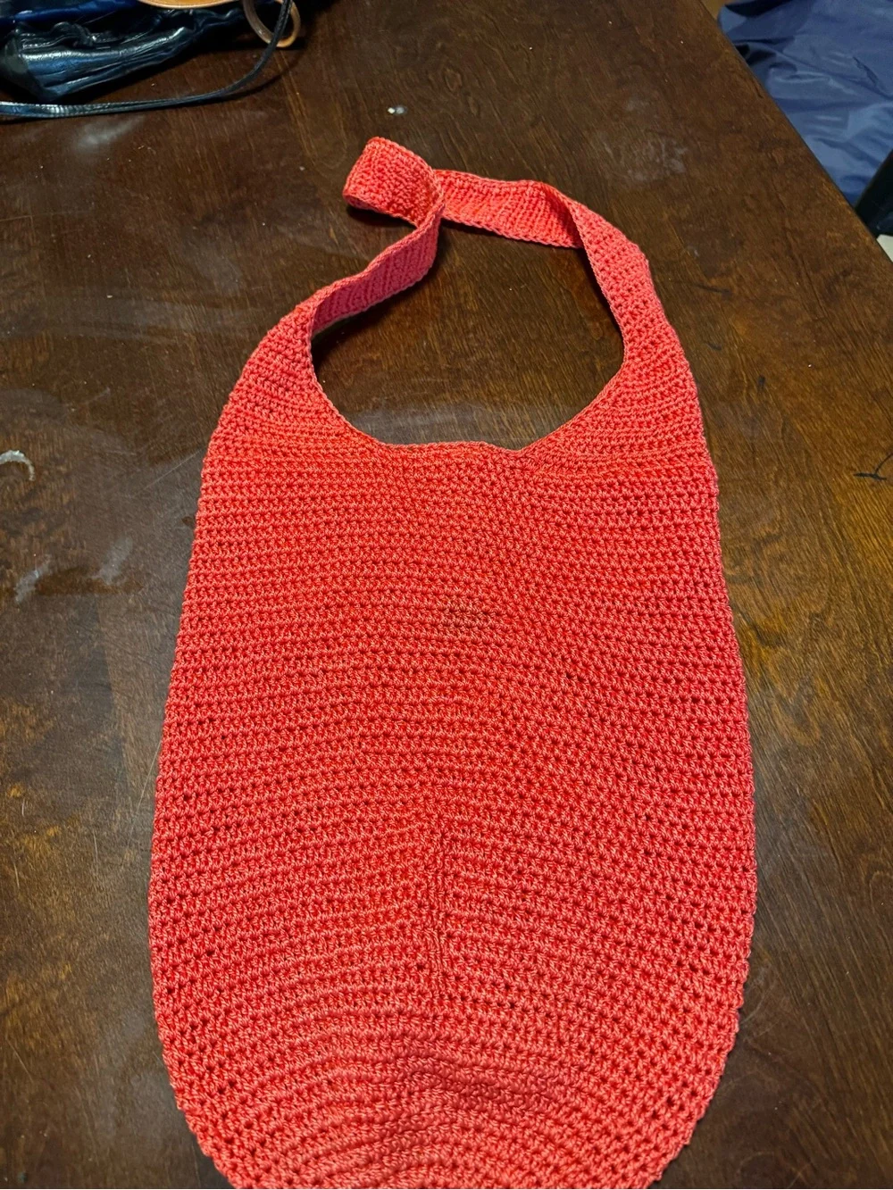 Handcrafted Coral Crochet Shoulder Bag